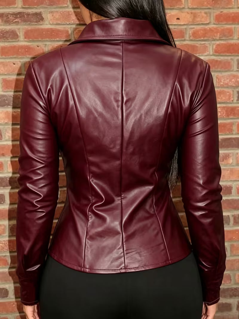 Chaqueta elegante con cierre de cremallera y corte ajustado
