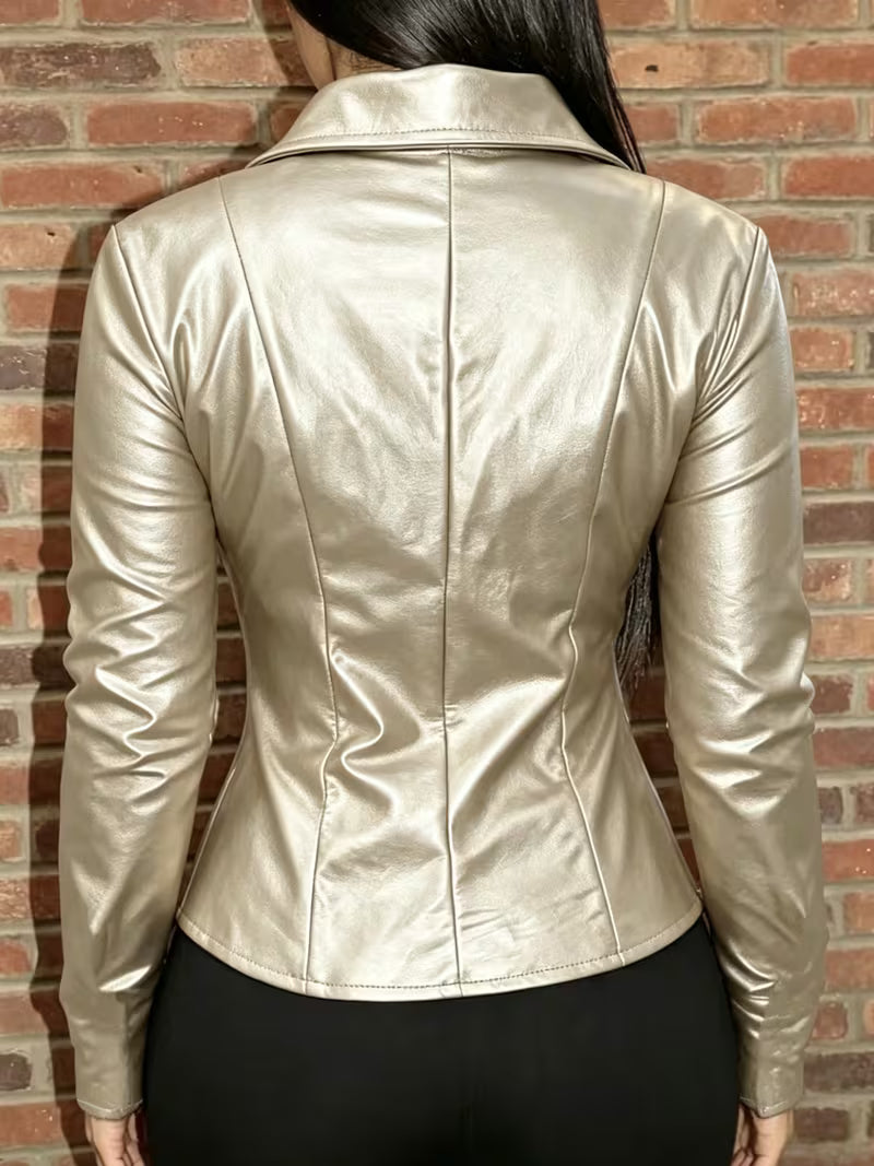 Chaqueta elegante con cierre de cremallera y corte ajustado