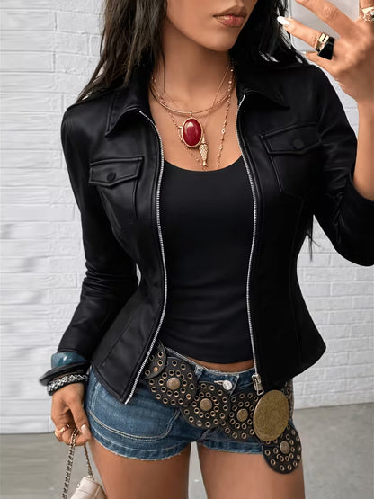 Chaqueta elegante con cierre de cremallera y corte ajustado