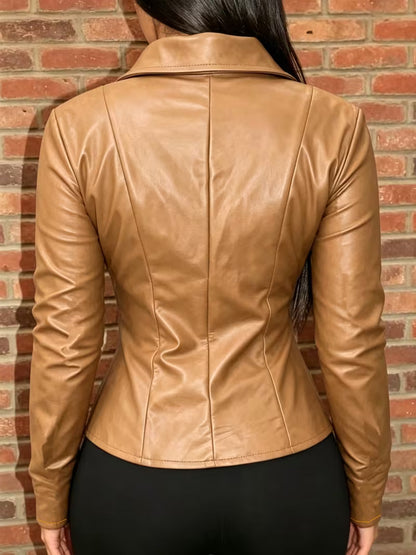 Chaqueta elegante con cierre de cremallera y corte ajustado