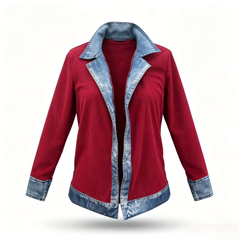 Camisa de Punto con Detalles Denim