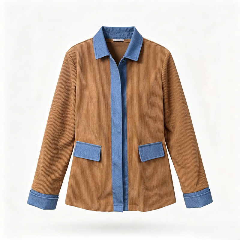 Camisa de Punto con Detalles Denim