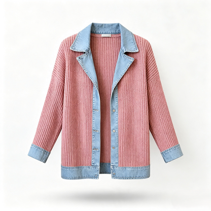 Camisa de Punto con Detalles Denim
