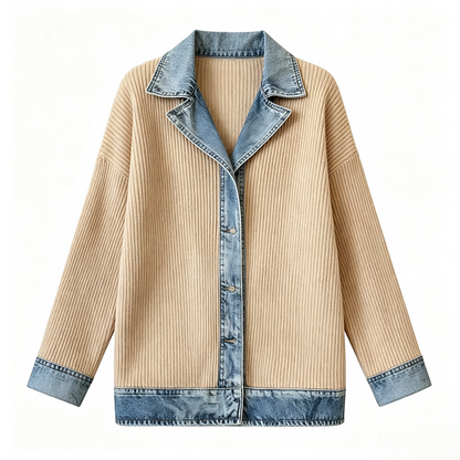 Camisa de Punto con Detalles Denim