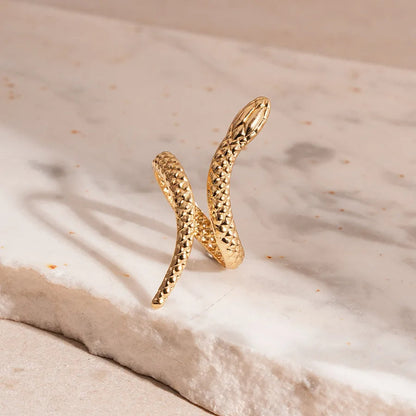Zevella - Set Composto Da Bracciale E Anello Con Motivo a Serpente Scolpito